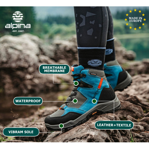 Alpina Hiker Boots for Men - Waterproof Vibram Outsole Rugged Footwear