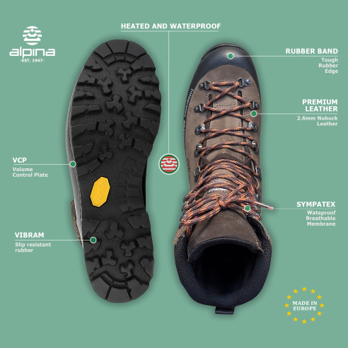 Alpina HUNTER HEAT - Men's Waterproof Insulated Heated Hunting Boots