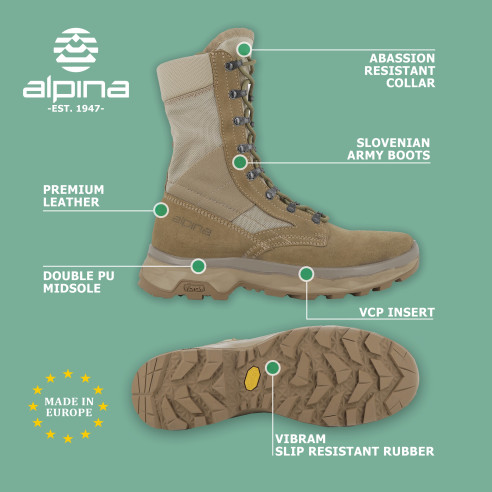 Alpina DESERT ARMADA Tactical Military Tactical Boots Leather Vibram
