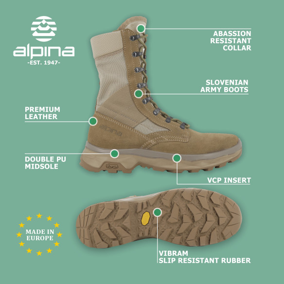 Alpina DESERT ARMADA Tactical Military Tactical Boots Leather Vibram