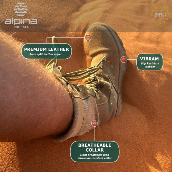 Alpina DESERT ARMADA Tactical Military Tactical Boots Leather Vibram
