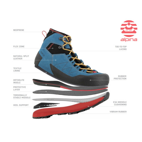 Alpina JOY Men’s Boots – Super Light Leather Hiking Shoes with Waterproof Breathable Membrane